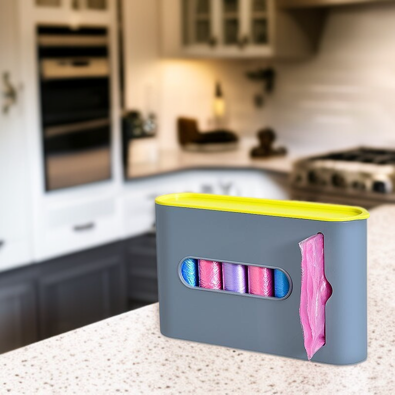 Dispensador colgante de bolsas de plástico para uso doméstico
