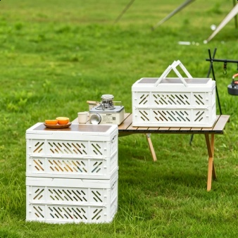 Portable camping storage box with handles