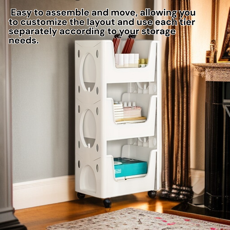 Movable Multi-Purpose Clear Storage Cart for Home, Dorm, Office, Space Saving