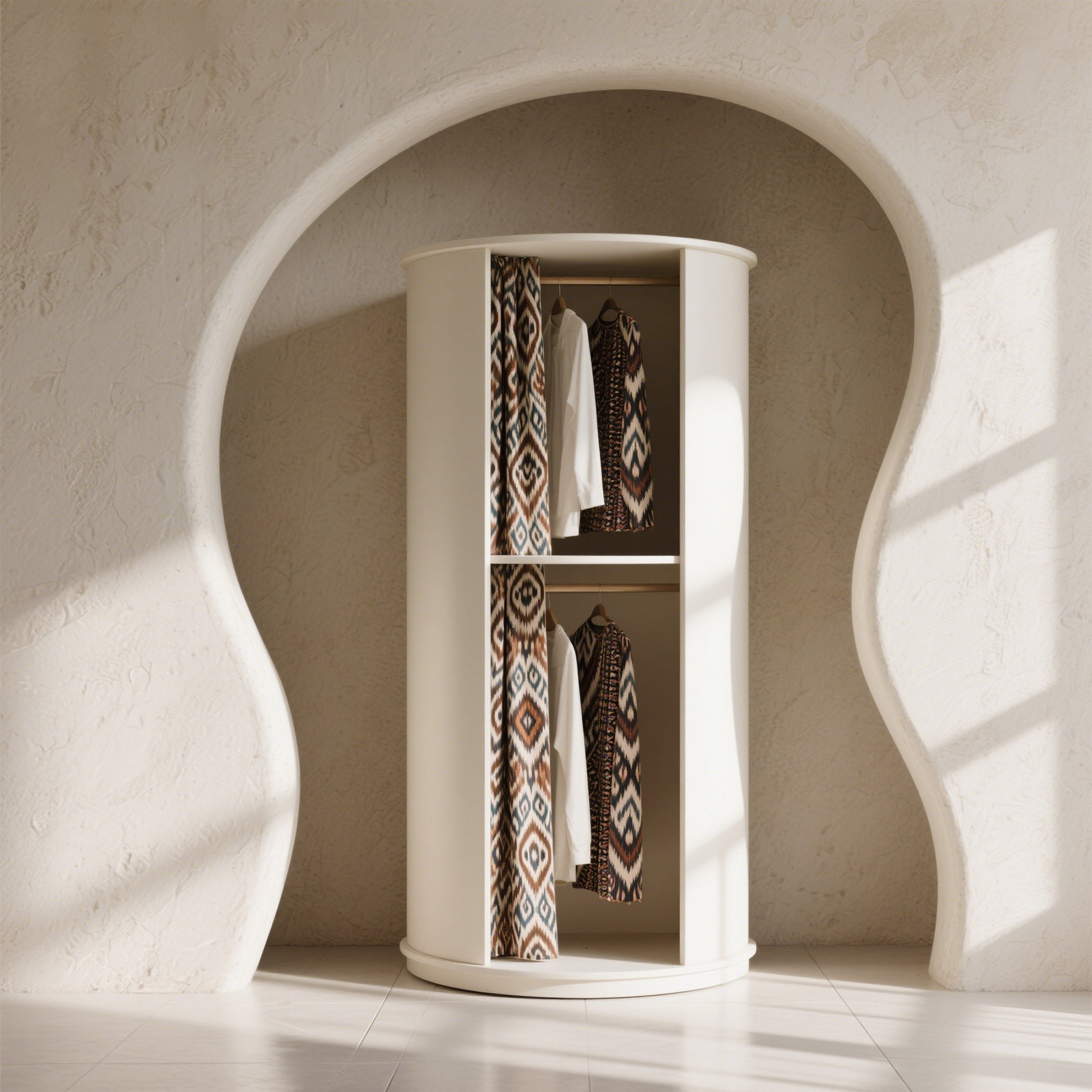 ตู้เสื้อผ้าไม้แบบโค้งทันสมัย