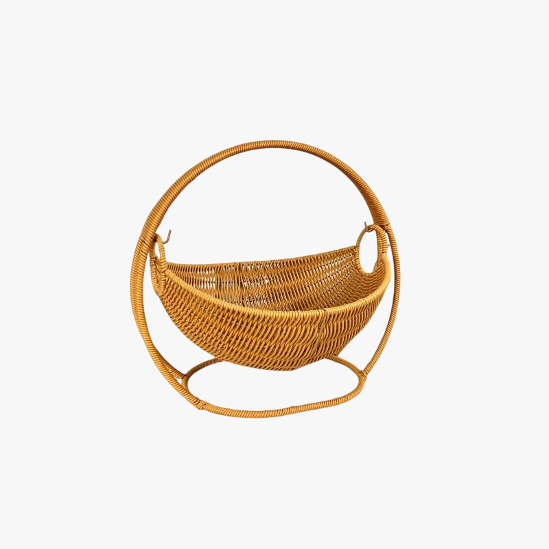 Cama columpio para gatos de ratán sintético, cesta tejida a mano para frutas y snacks