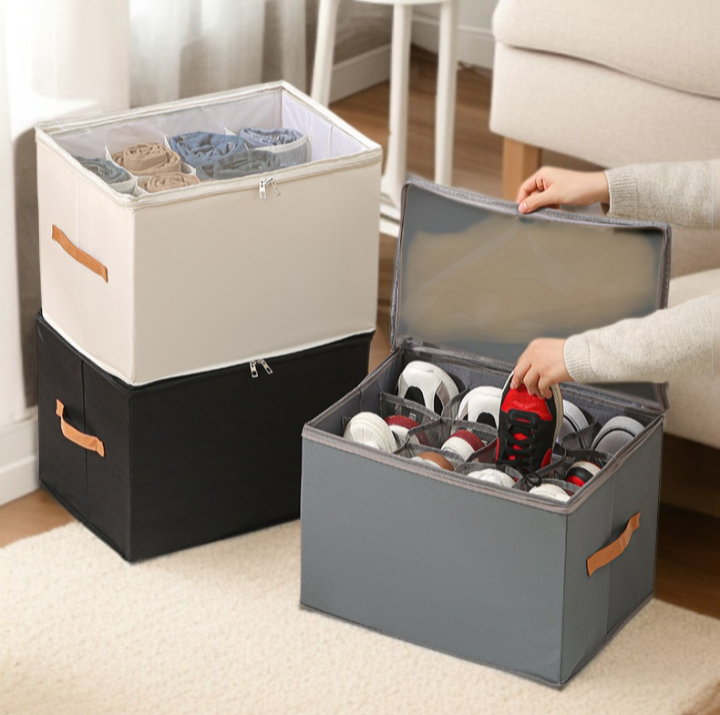 뚜껑 달린 비주얼 신발 케이스 다용도 체크 의류 수납 케이스 접이식 뚜껑 달린 비주얼 신발 케이스 신발 수납 케이스
