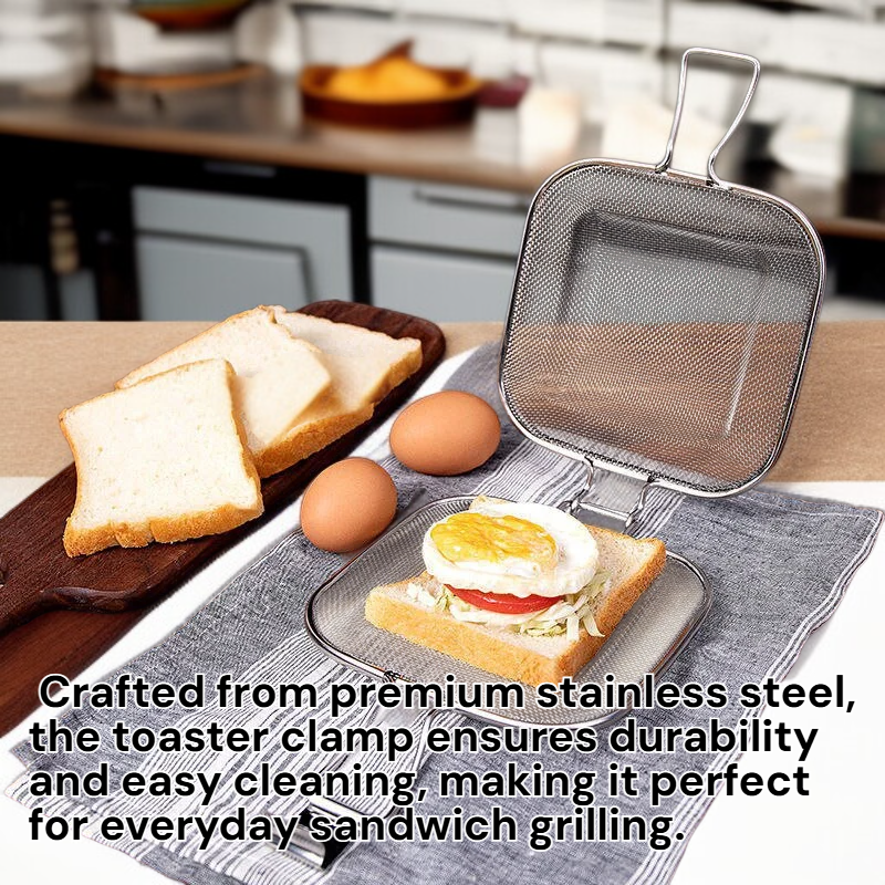 Multi-Purpose Stainless Steel Toaster Clamp for Sandwich Grilling