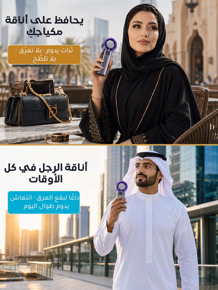 مروحة تبريد توربينية محمولة · تبريد فوري حتى 18 درجة