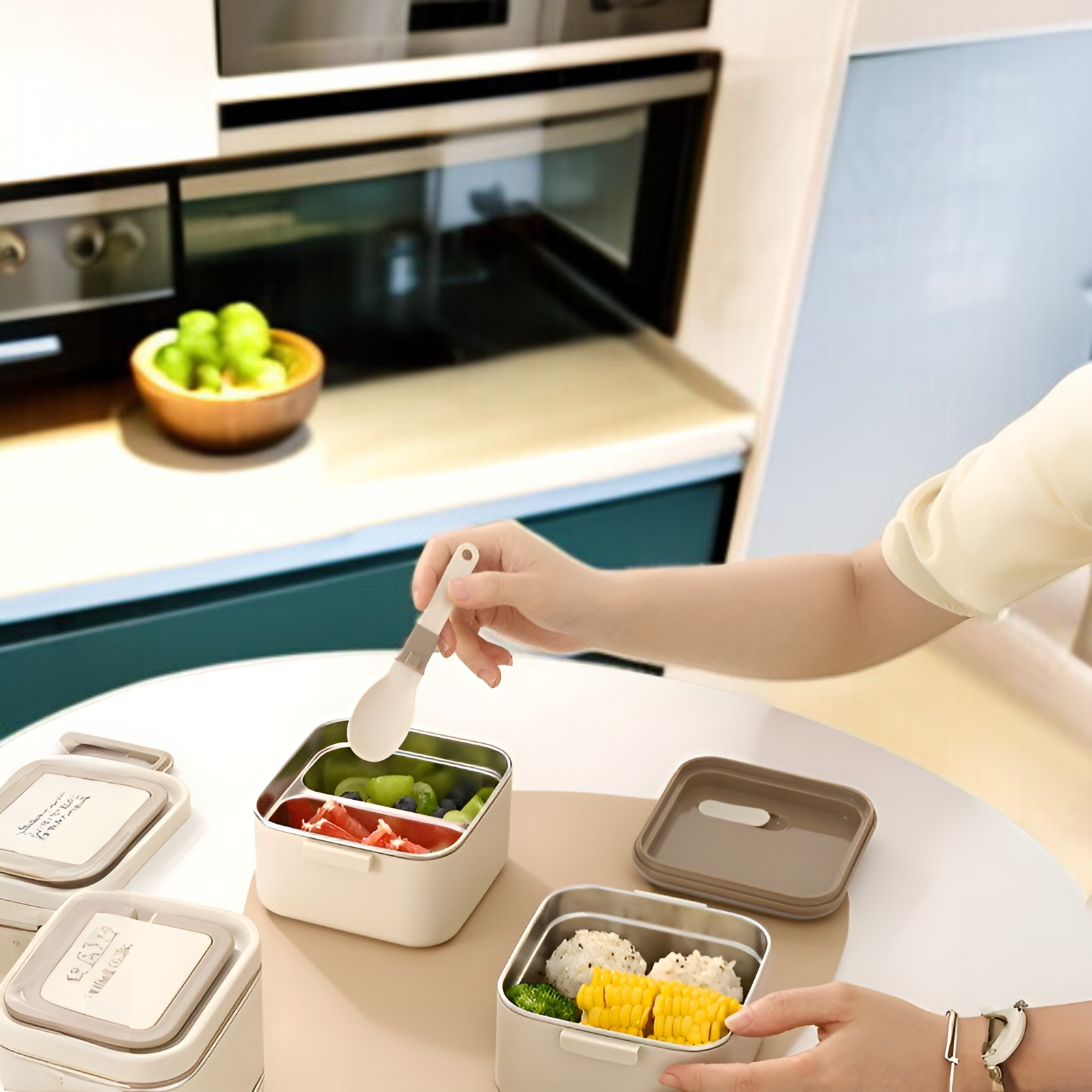 Lunchbox aus 304 Edelstahl, tragbare Frischhaltebox, Fach, Lunchbox für Mikrowelle, Studenten, Lunch