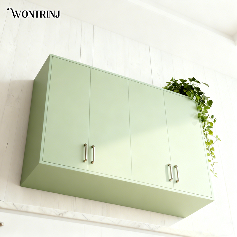 ตู้ติดผนังสีเขียวอ่อนสำหรับห้องนั่งเล่น