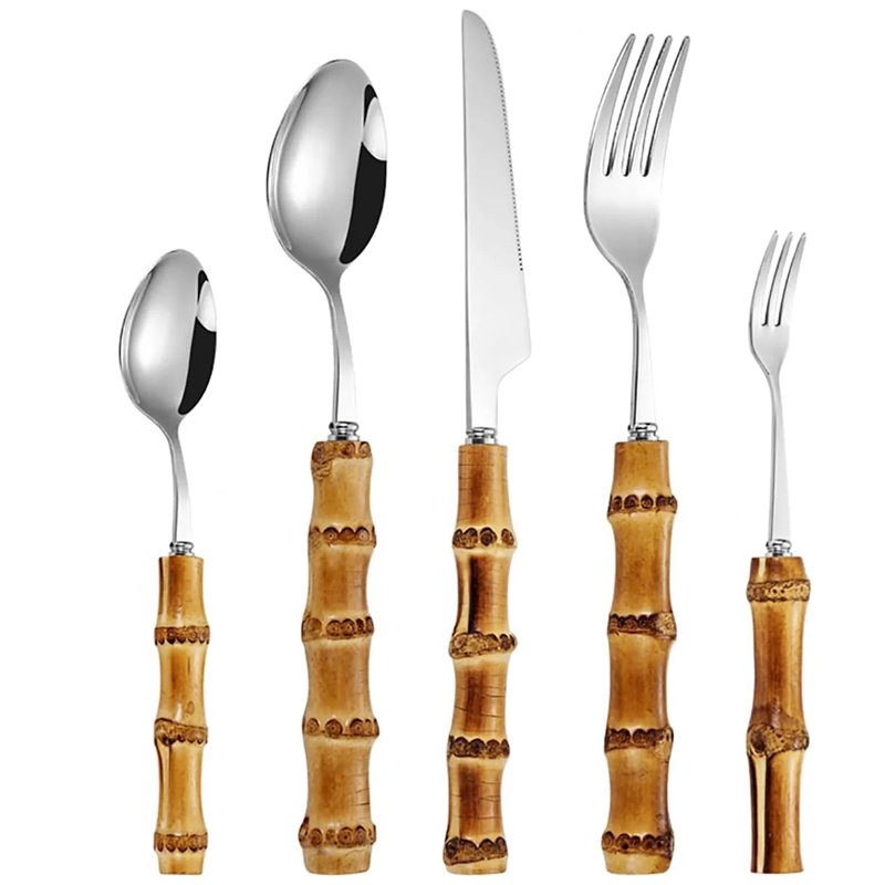 Ensemble de vaisselle en bambou naturel