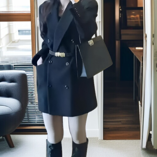 벨트 디테일이 돋보이는 겨울 코트