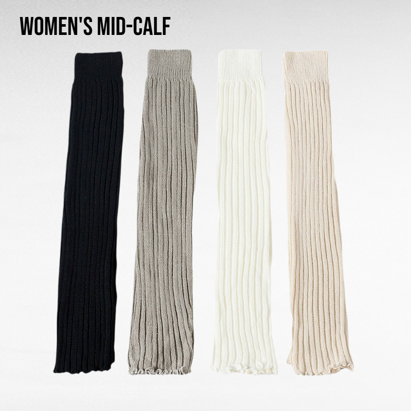 Women's Autumn Winter Leg Warmers, Japanese Y2K Mid-Calf Knitted Socks for Snow Boots