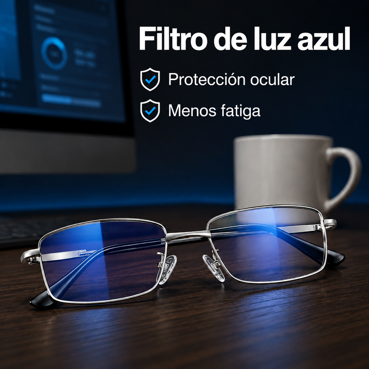 Gafas de lectura de aleación de titanio con filtro de luz azul