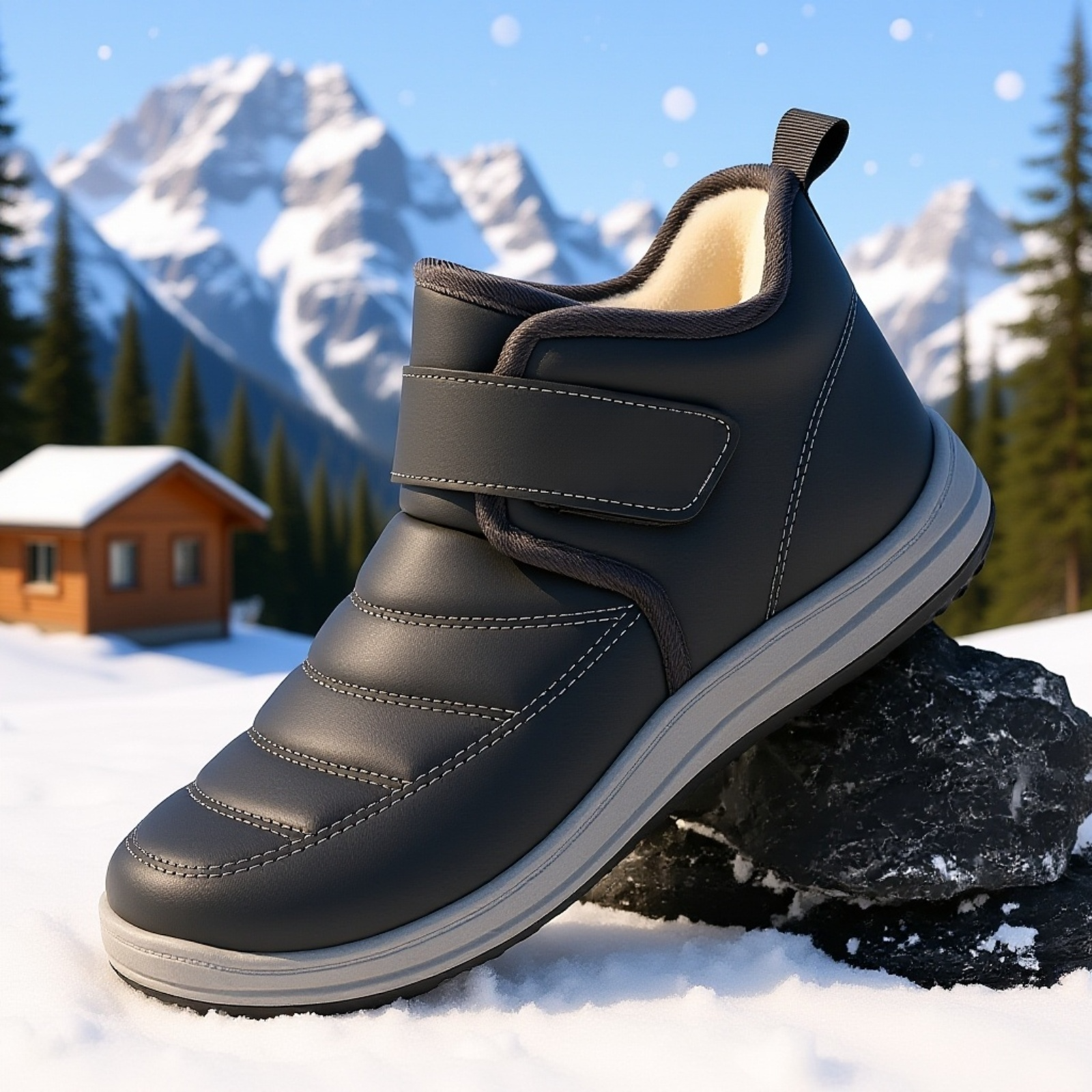 暖かい裏起毛スノーブーツ メンズ 防水