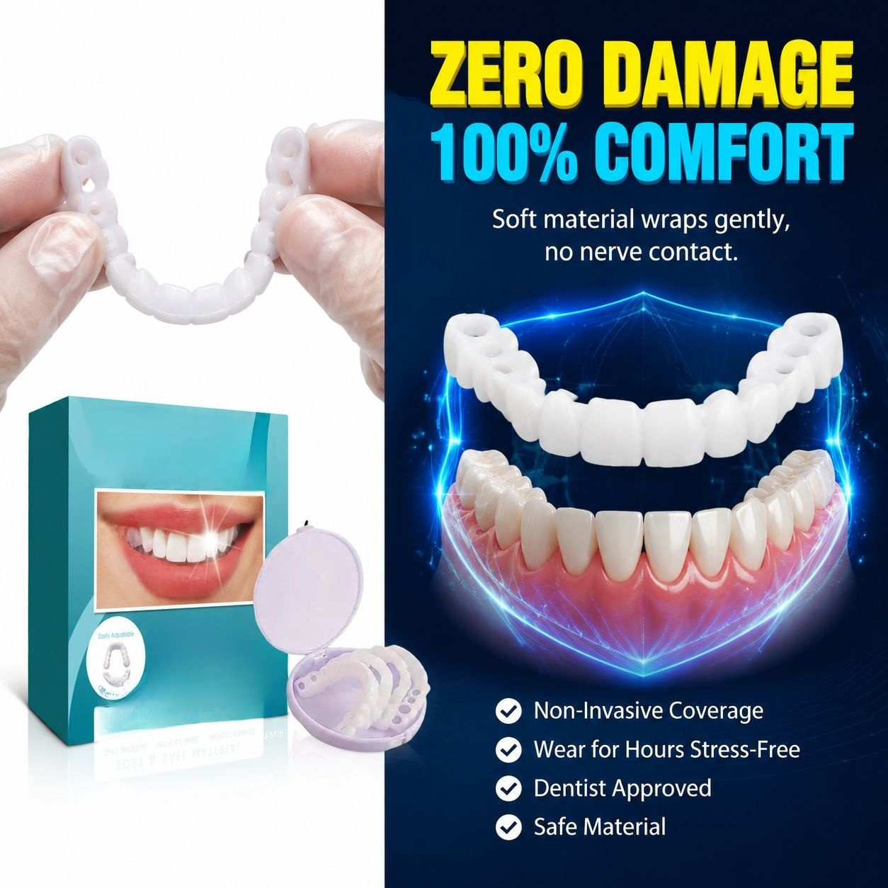 Clip-on Denture Teeth, Natural Look Temporary Repair