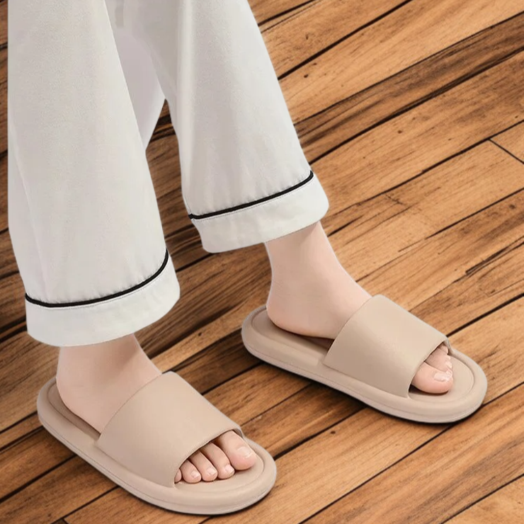 Non-slip sole detail of ultra-soft slippers