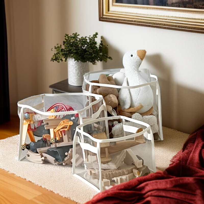대용량 투명 수납 바구니 장난감 간식 잡동사니 수납 바구니 휴대용 대용량 수납 바구니