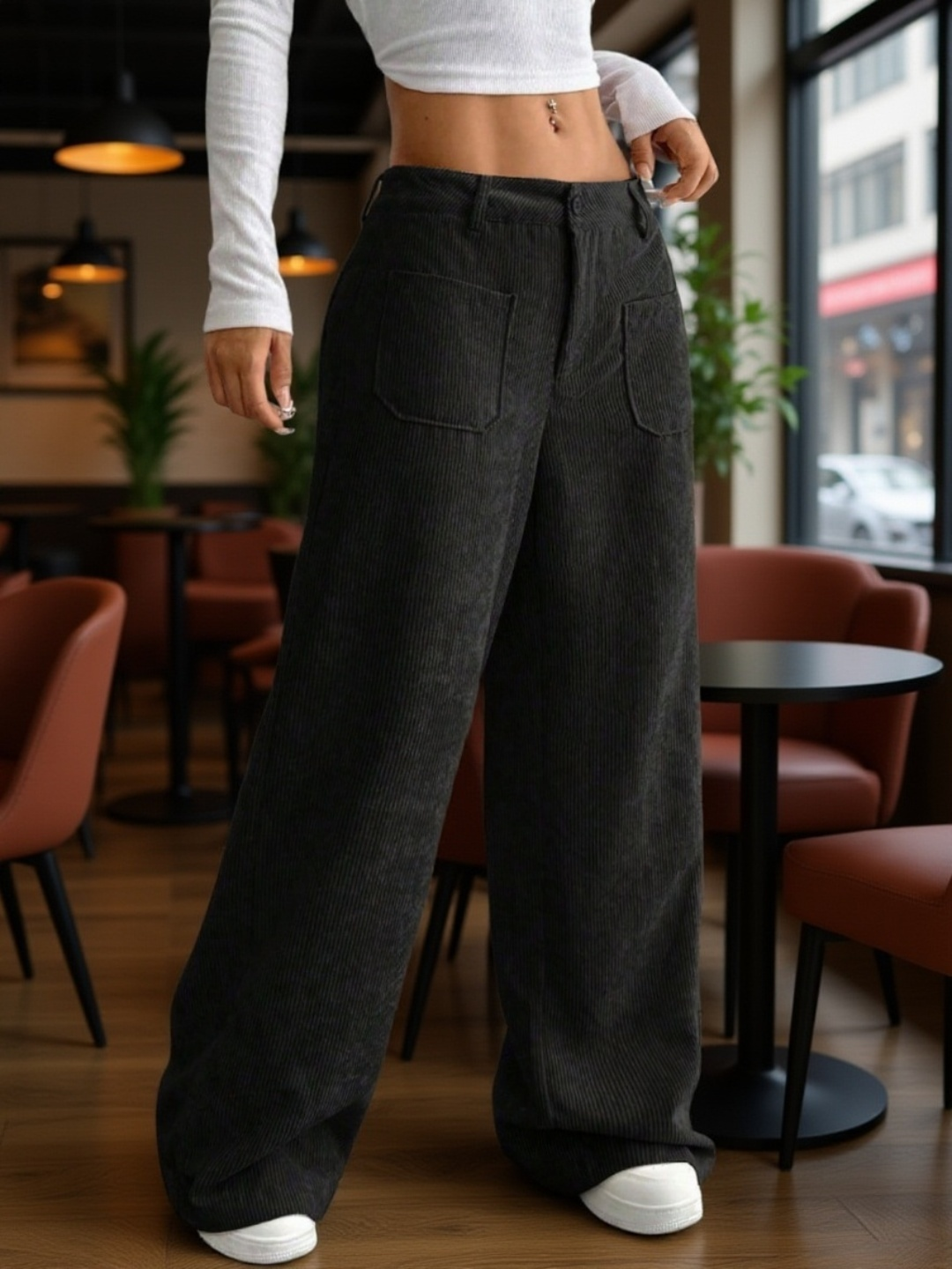 خامة عالية الجودة لبنطلون ساق واسعة