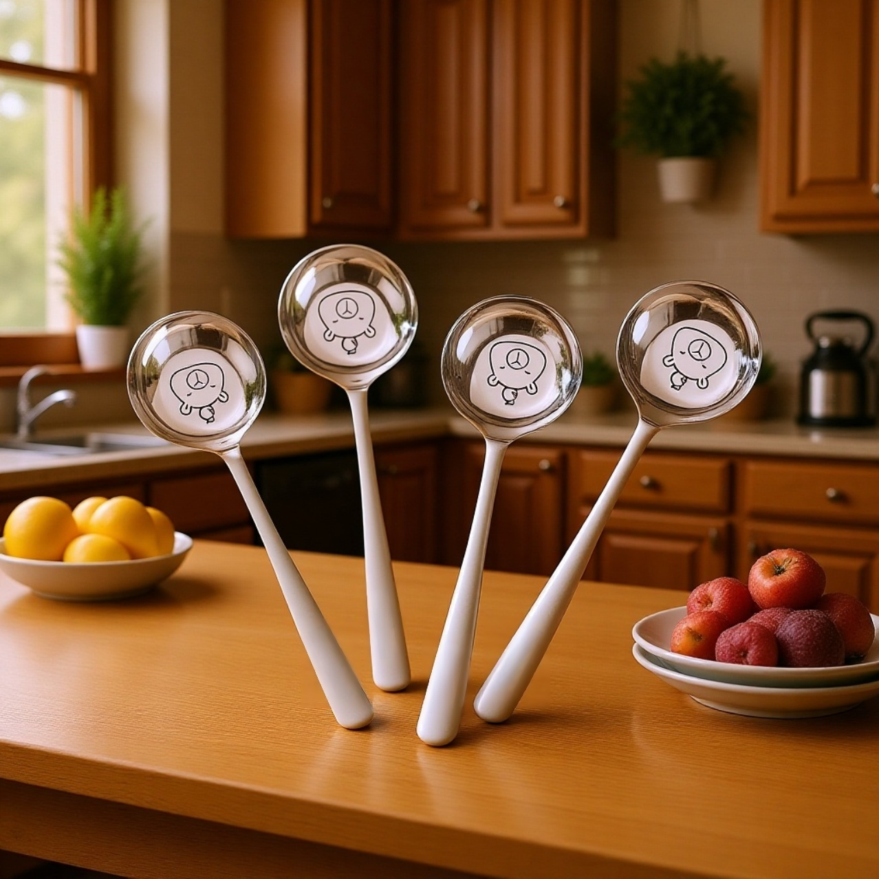 Cuchara de servir sopa, acero inoxidable, fondo plano y cabeza redonda, ideal para restaurantes