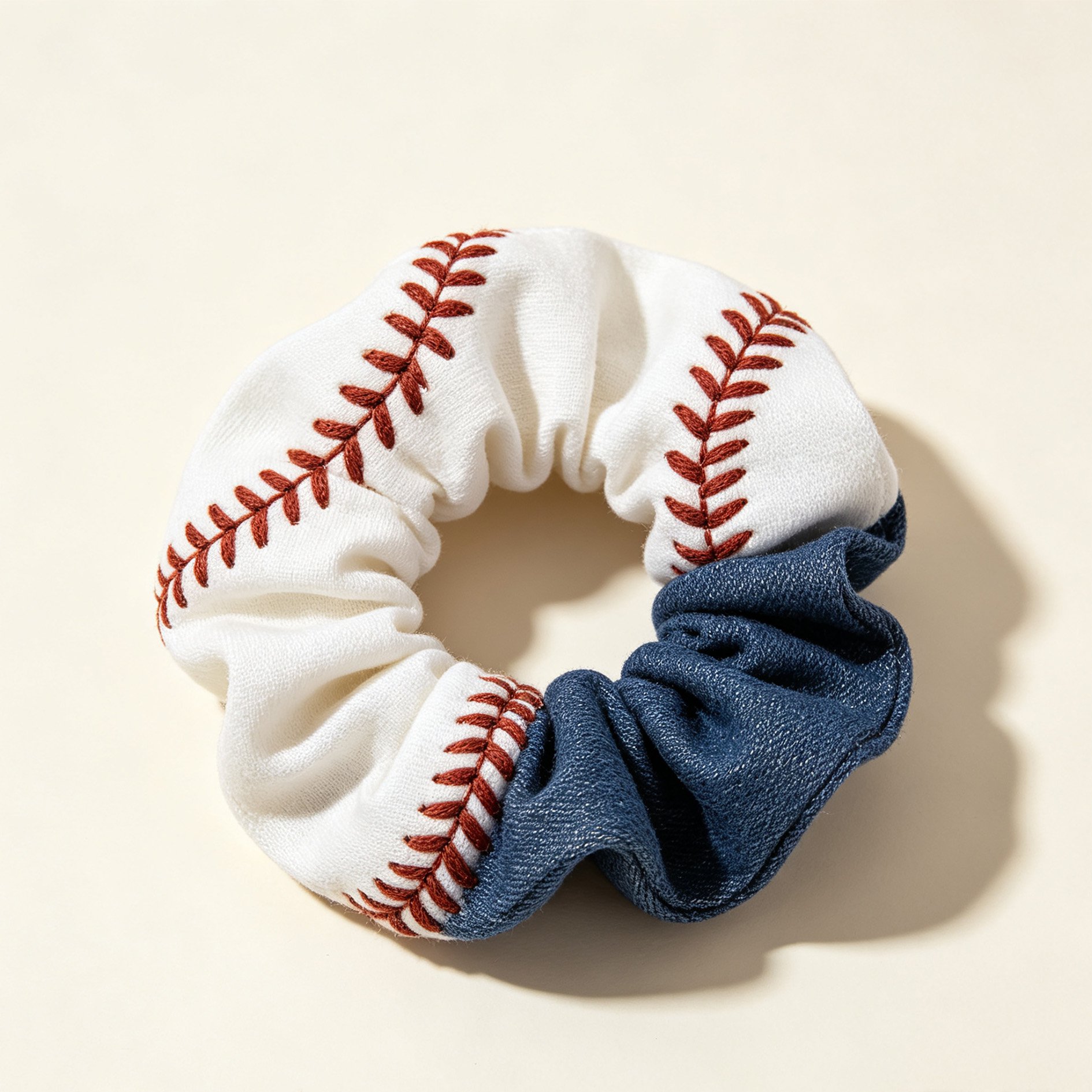 Baseball embroidered scrunchie