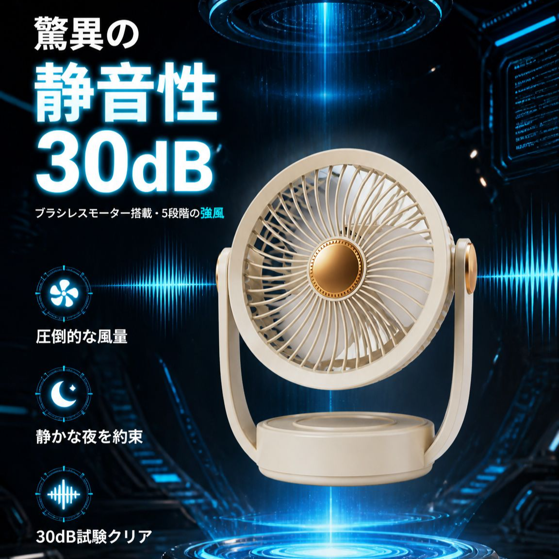 多機能ワイヤレスナイトライト扇風機（吊り下げ＆卓上）