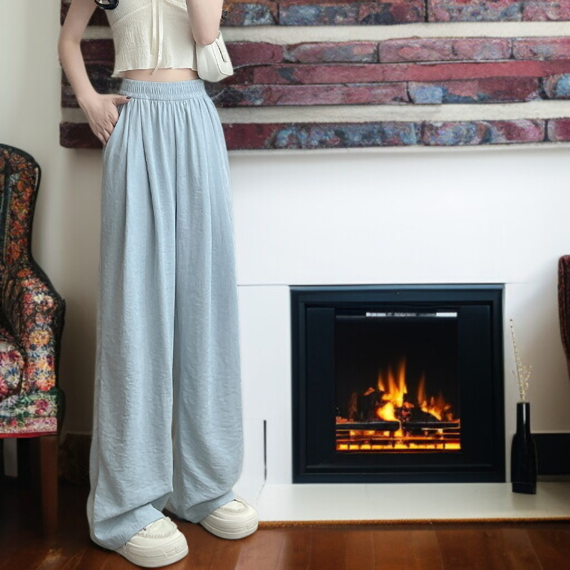 クリームムースヤマモト パンツ レディース 夏 カジュアル 多用途 ドレープ クリーム パンツ テクスチャード レイジー アイスシルク ワイドレッグパンツ