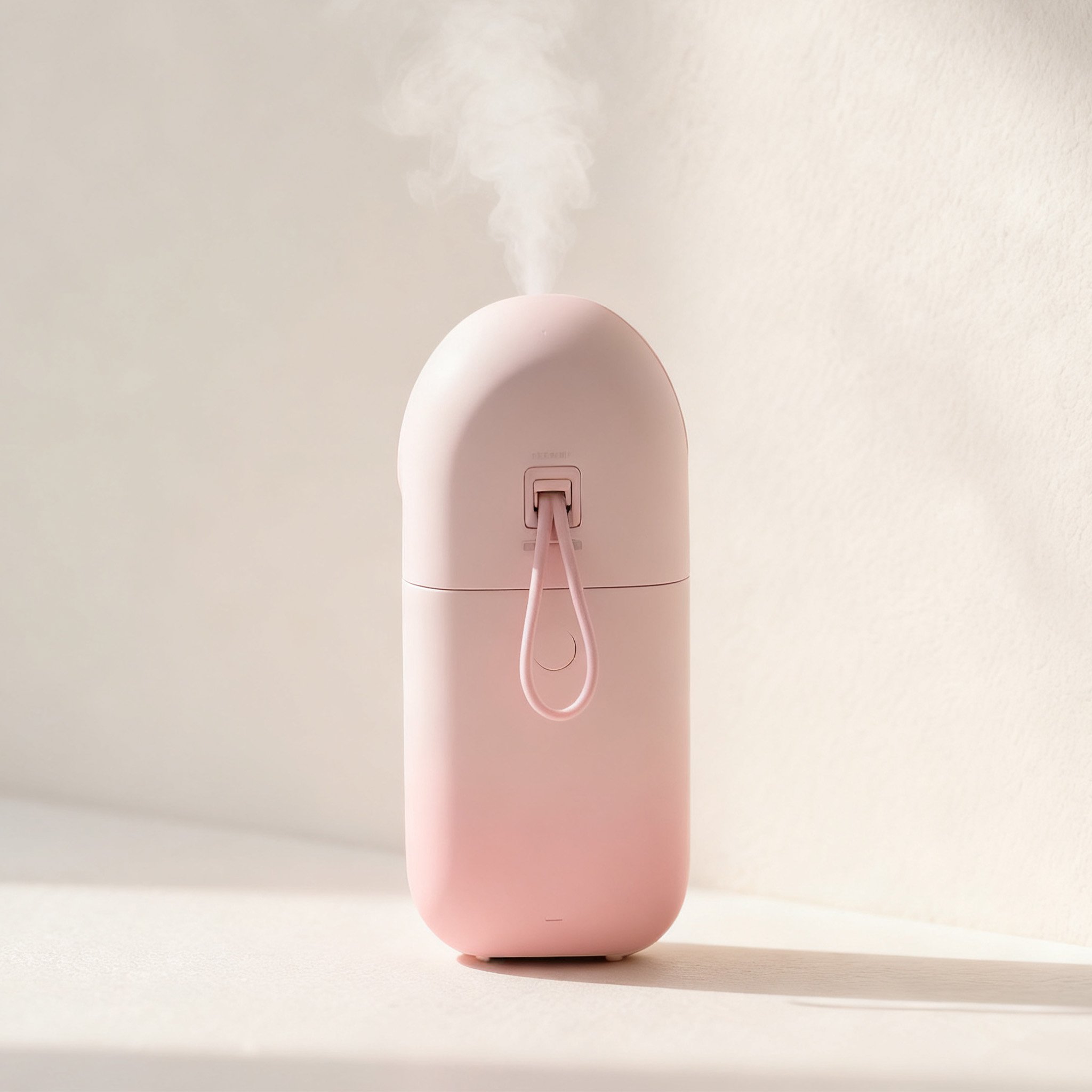 携帯型ミストスプレーを使う女性