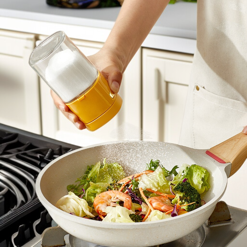 علبة تخزين التوابل الزجاجية للمطبخ