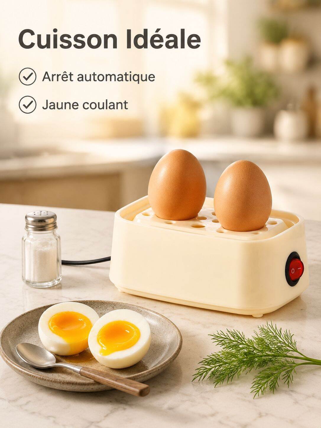 Cuiseur à œufs automatique avec arrêt automatique
