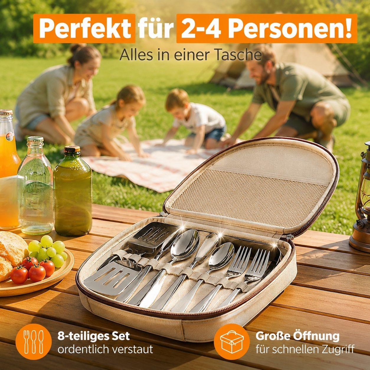 Multifunktionale Reisebesteck Aufbewahrungstasche Camping Grill Handtasche