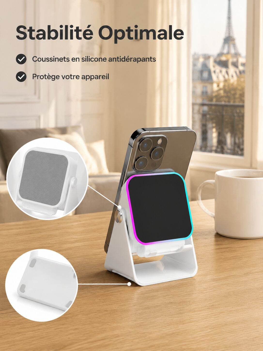 Support de téléphone avec enceinte Bluetooth 2-en-1