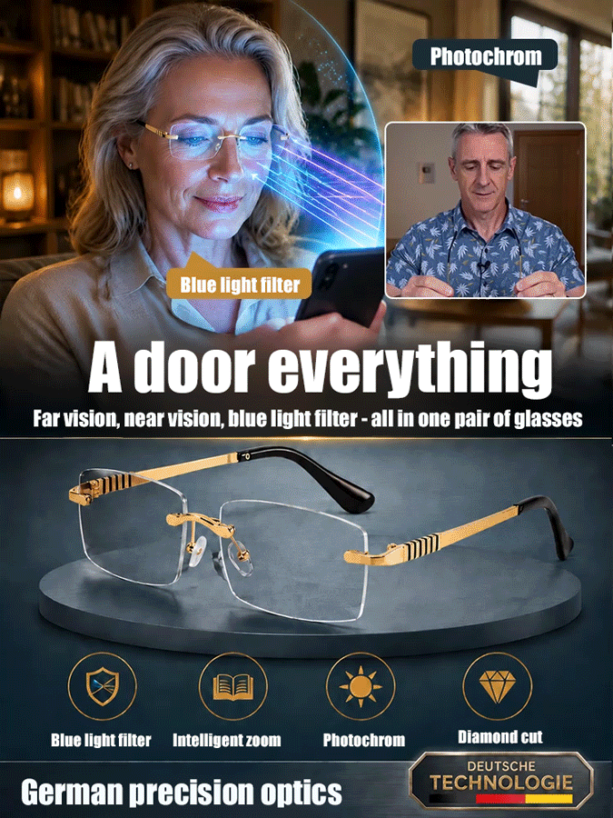 Frameless Photochromic Anti-Blue Light Reading Glasses
