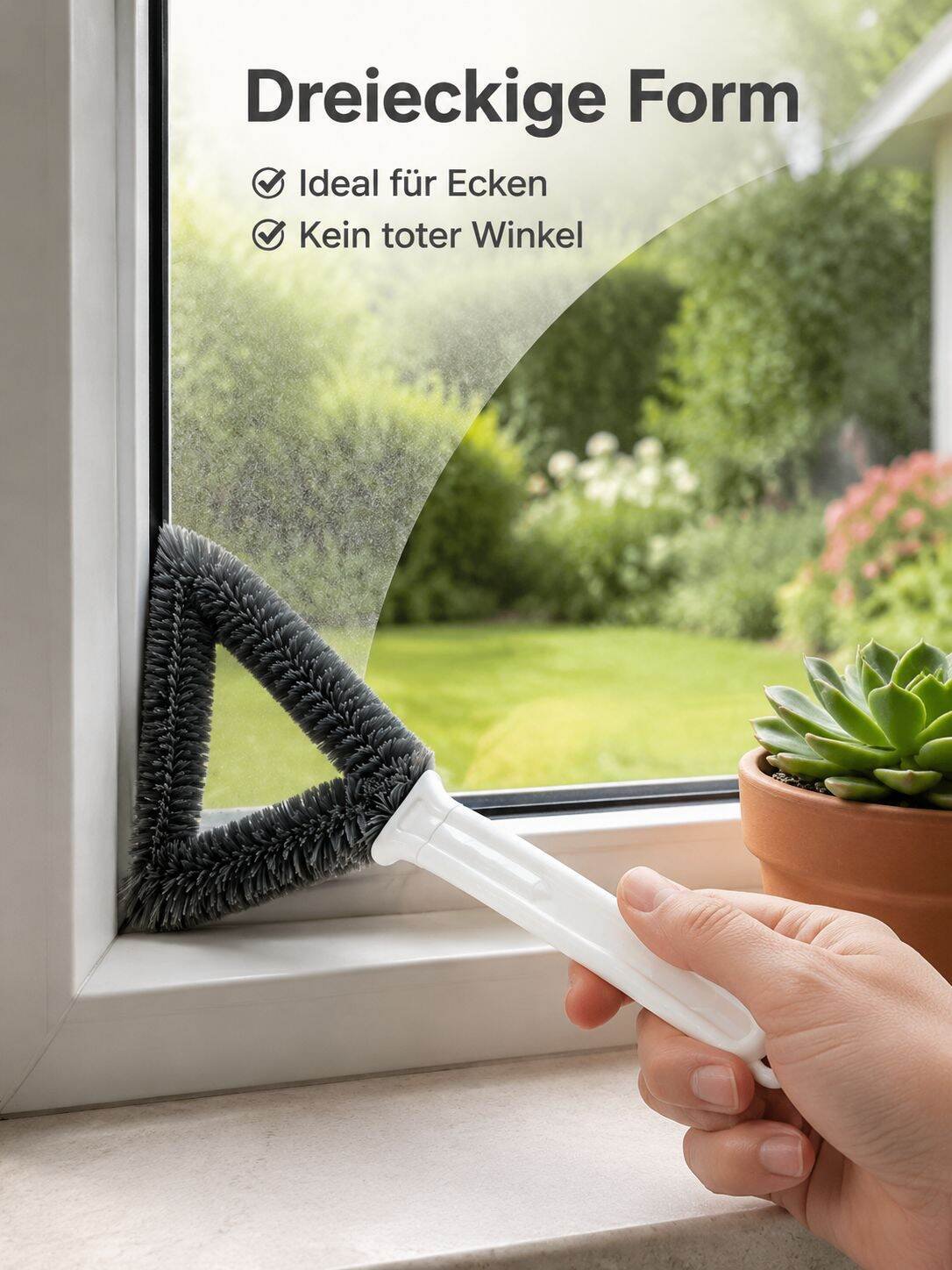 Dreieckiger, abnehmbarer, waschbarer Doppelseitiger Fensterreinigungsbürste für den Hausgebrauch
