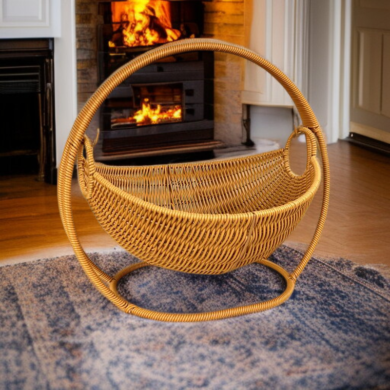 Cama columpio para gatos de ratán sintético, cesta tejida a mano para frutas y snacks