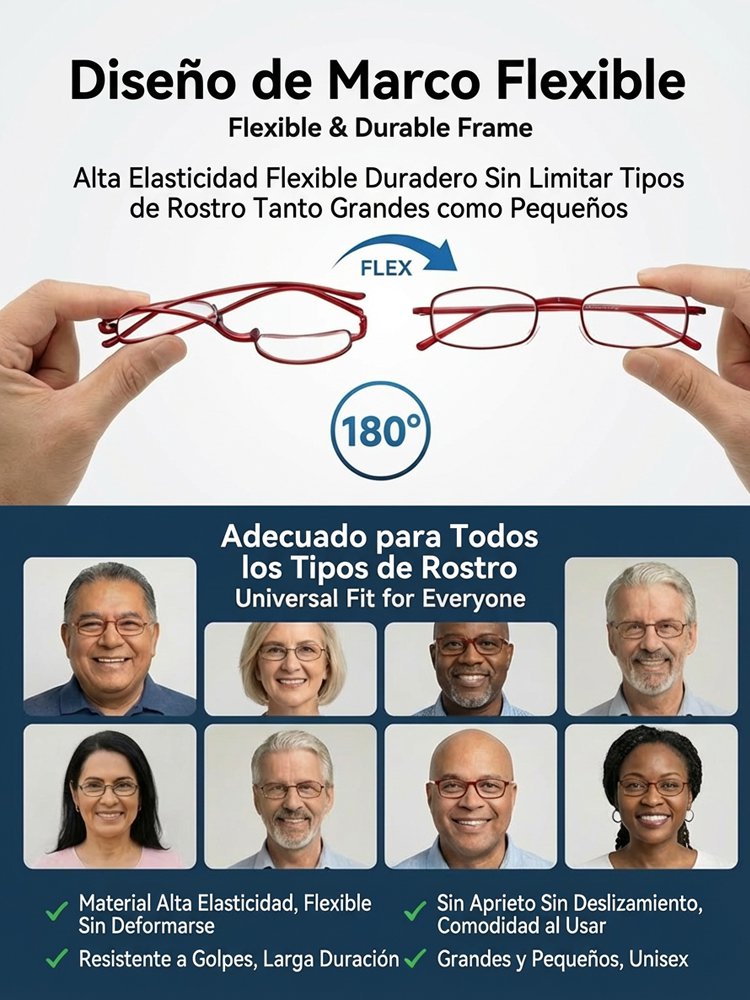 Gafas de lectura inteligentes ultraligeras plegables con zoom y estuche incluido
