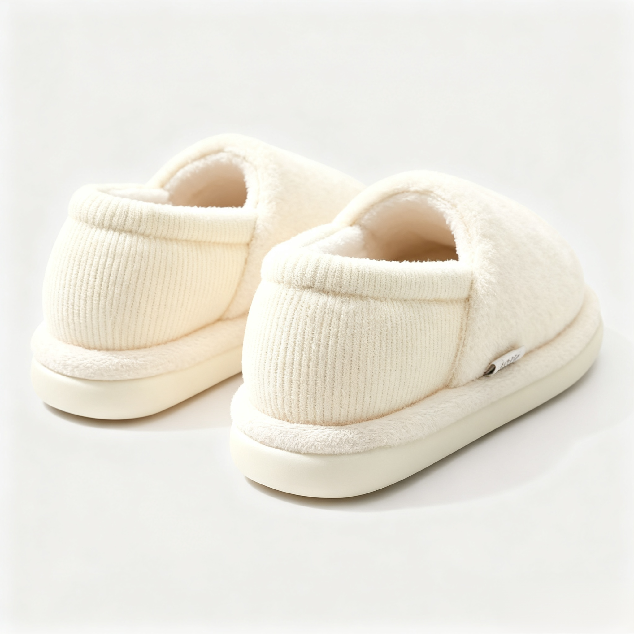 포근한 화이트 실내 슬리퍼 정면 이미지