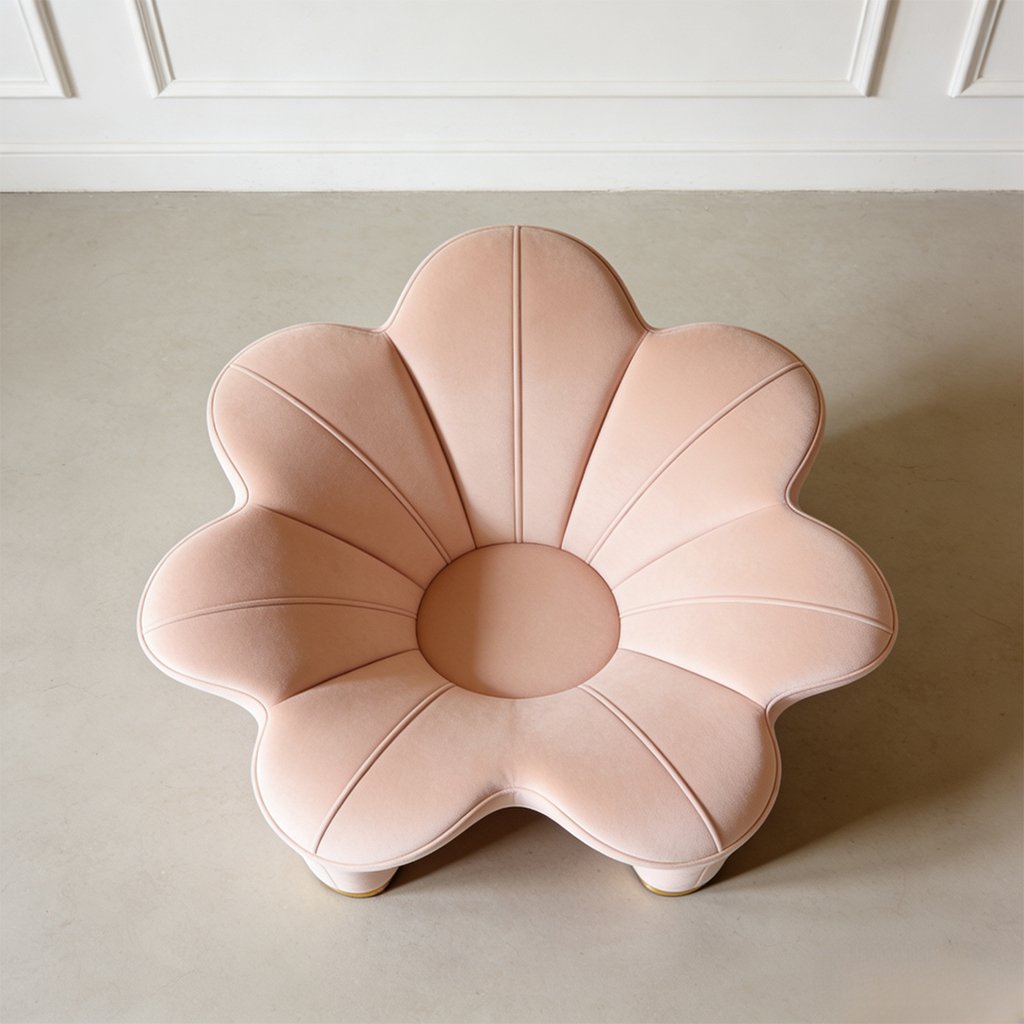 Silla individual con forma cóncava de pétalo