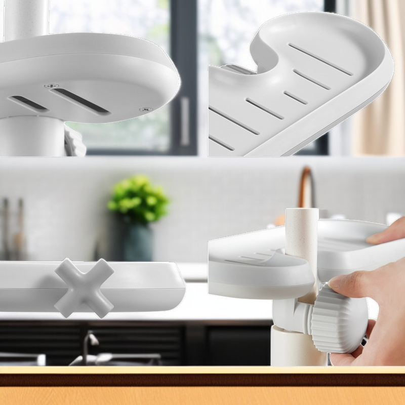 Küchenarmaturenregal für Seife, Reinigungsbürste und Spülschwamm