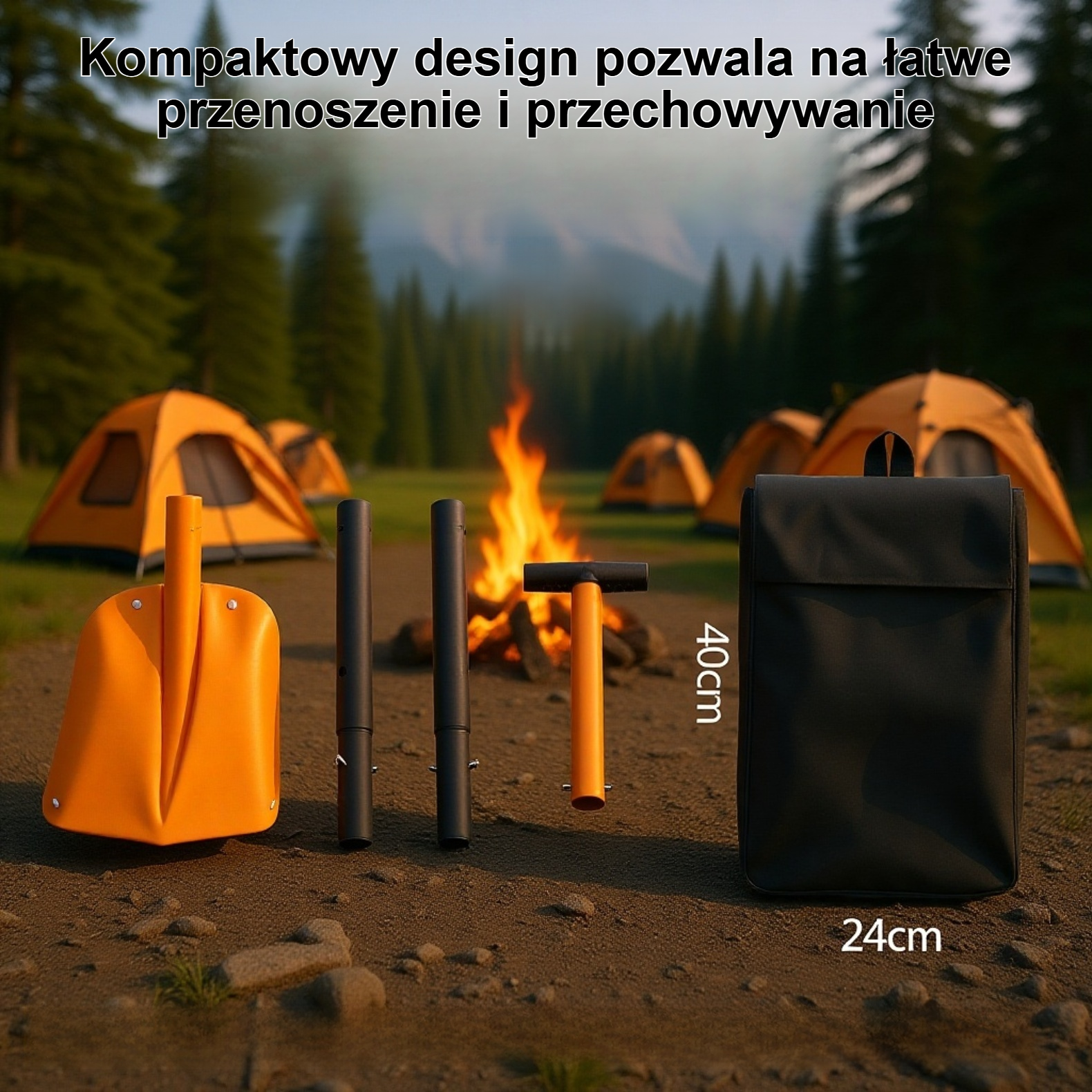 Noszenie wielofunkcyjnej łopaty ratunkowej do użytku na zewnątrz