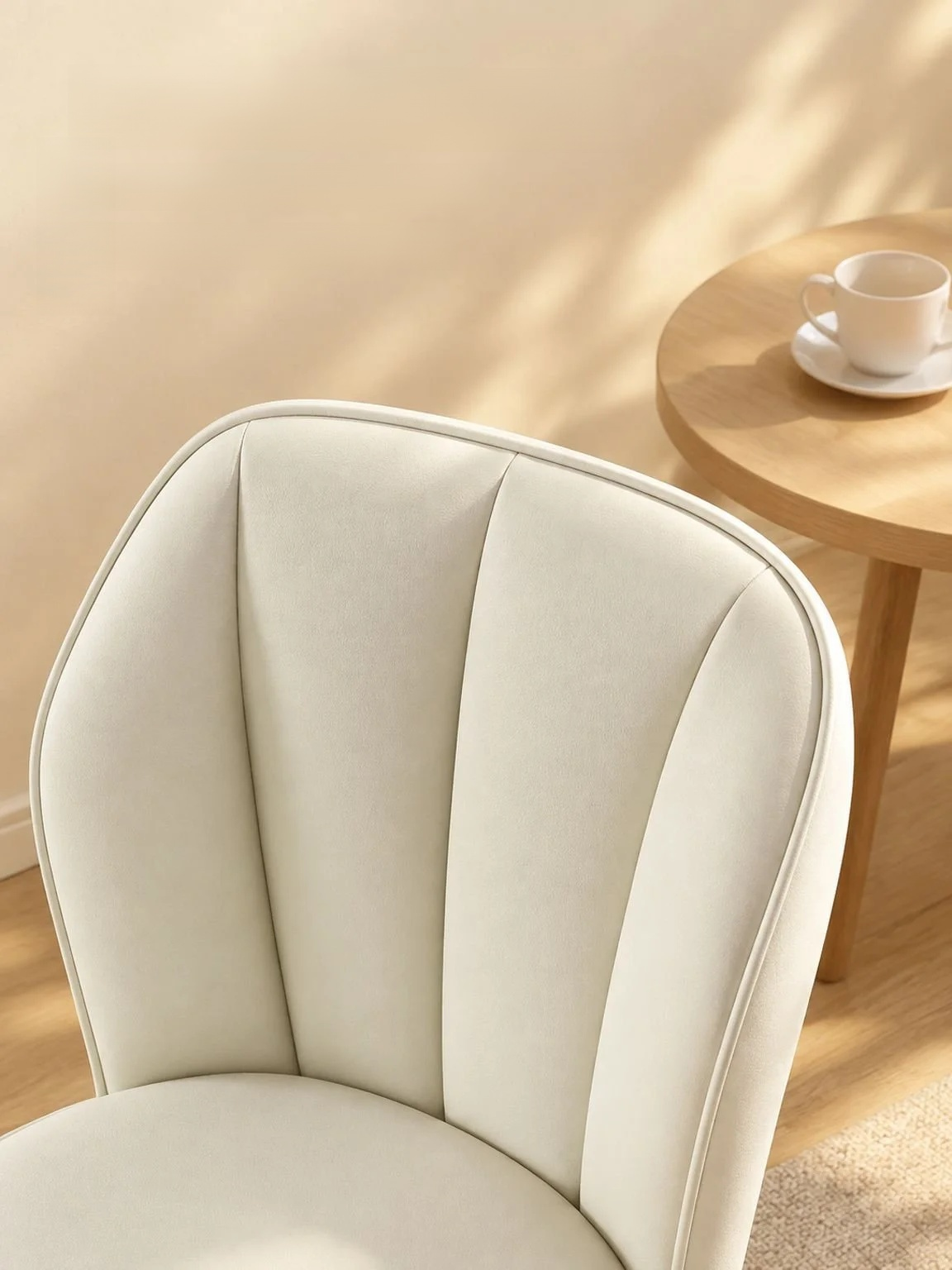 Modern cream dining chair paired with a minimalist dining table