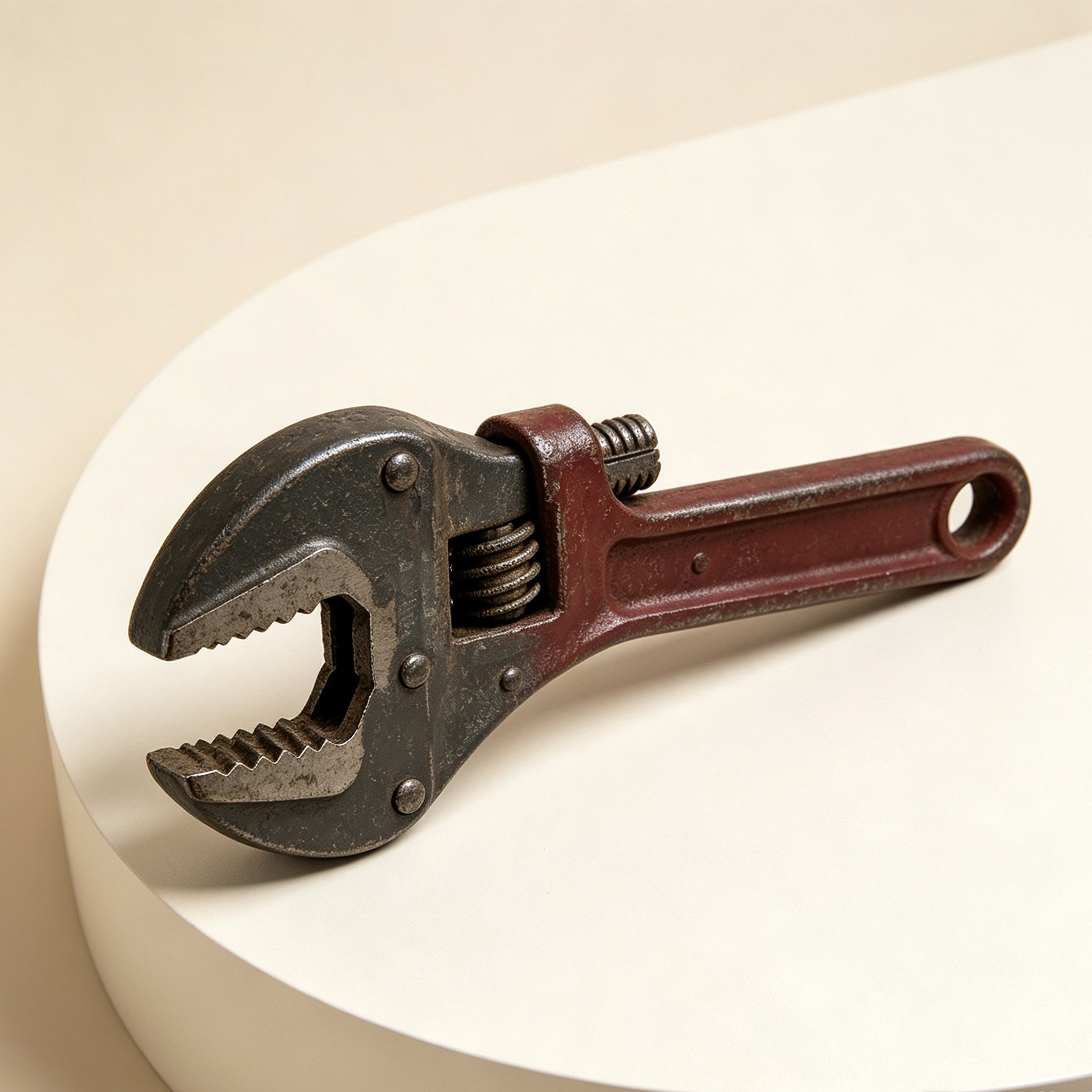 Retro Red Handle Adjustable Wrench