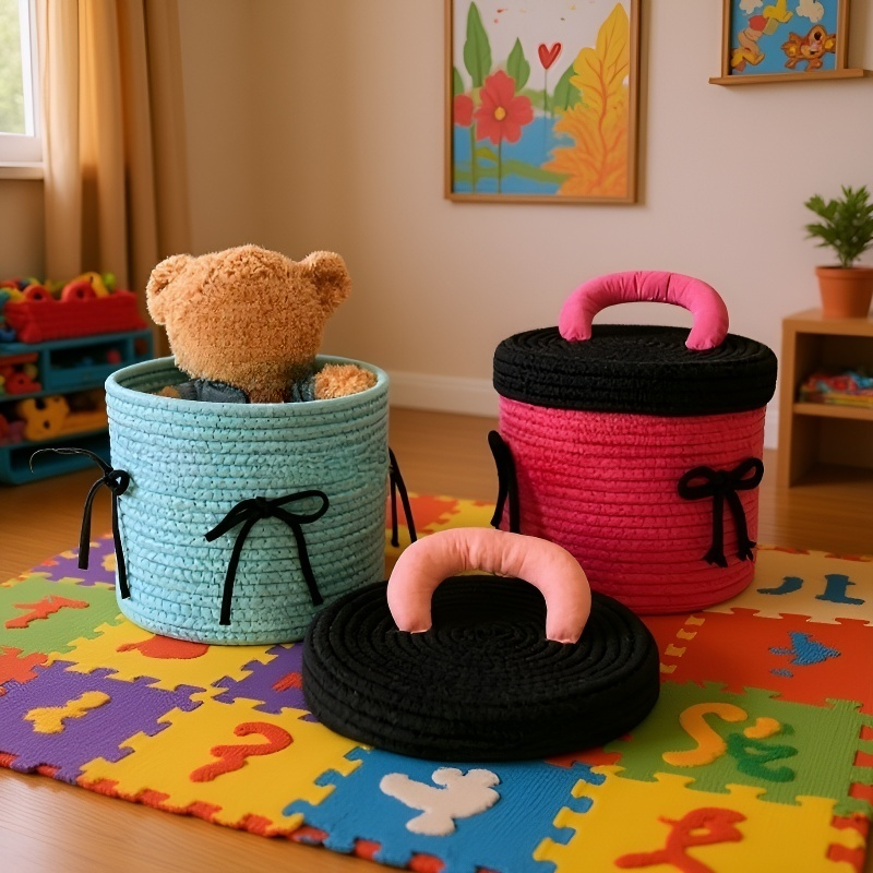 Cesta tejida para guardar bolígrafos y accesorios de oficina