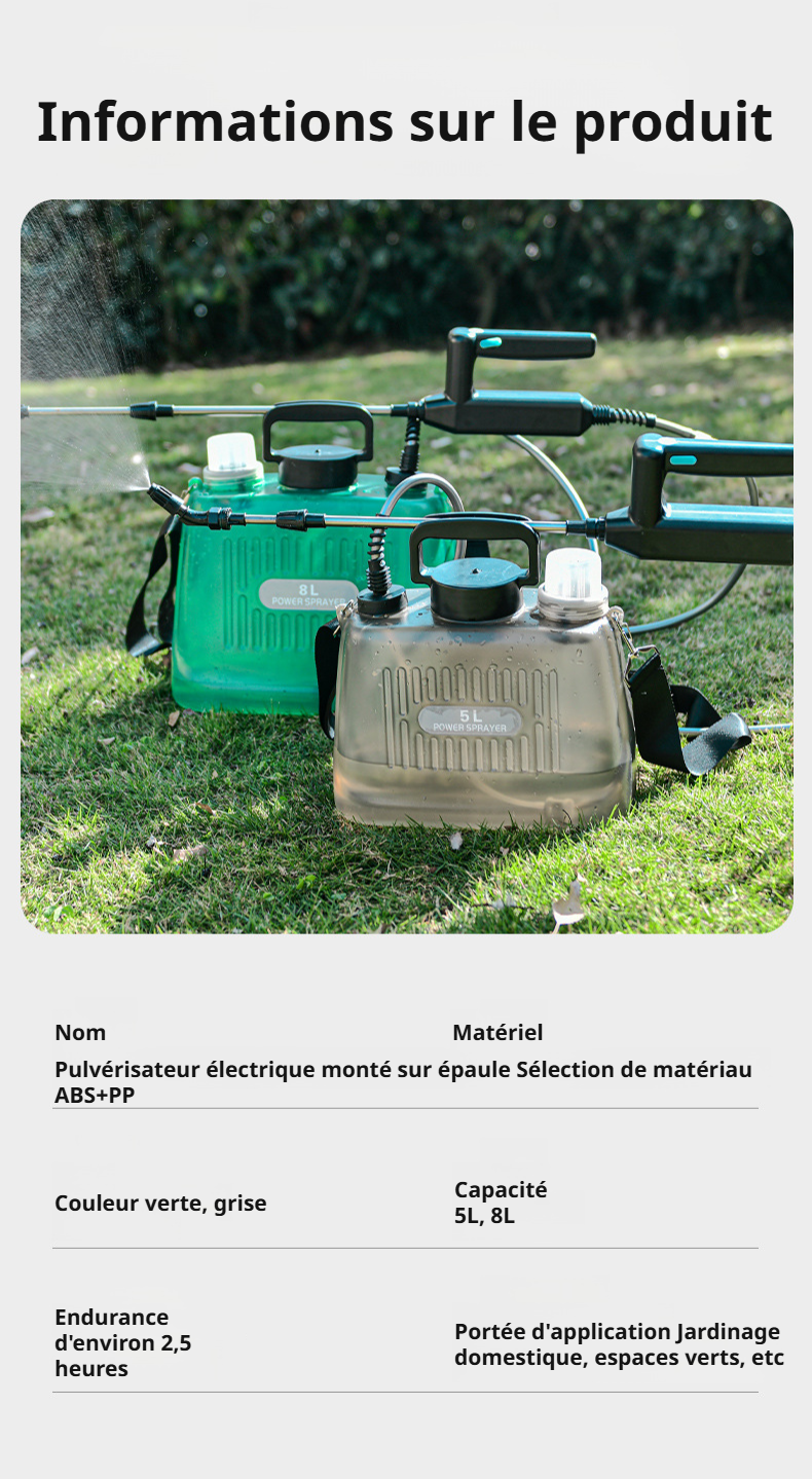 Vue de côté du pulvérisateur électrique portable