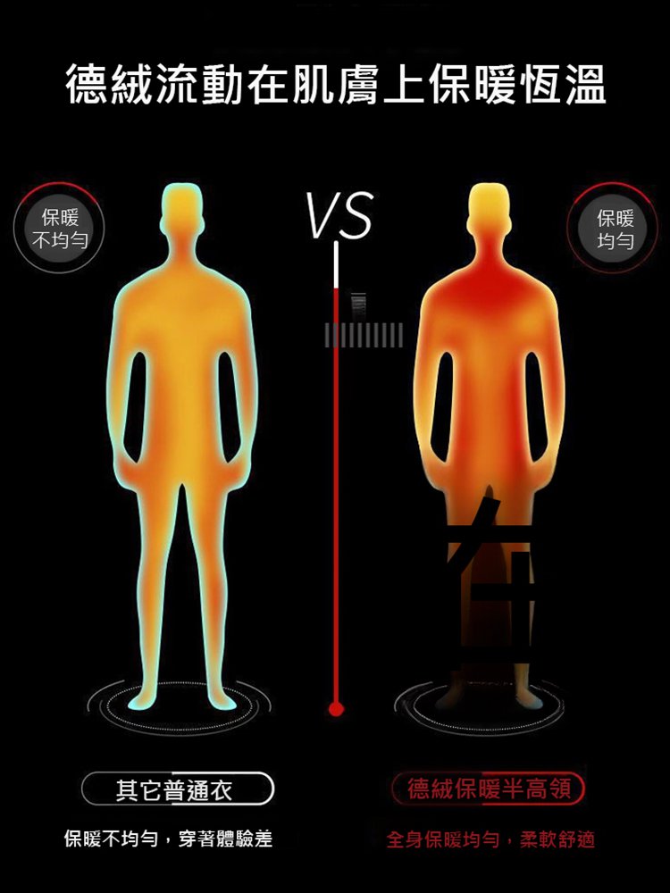 男士德絨加絨打底衫