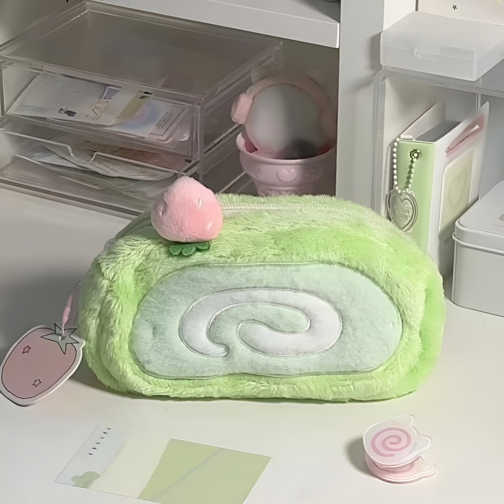 Cute Plush Swiss Roll Pencil Case