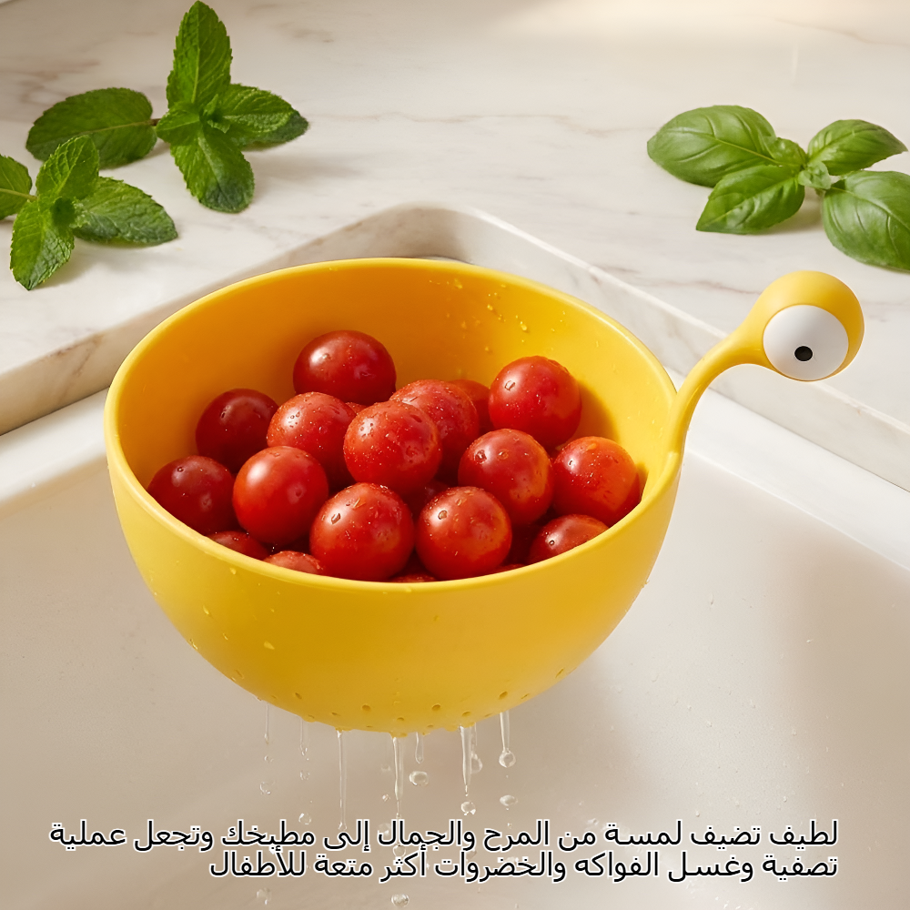سلة تصفية على شكل وحش كرتوني لطيف، متعددة الوظائف للفواكه والخضروات