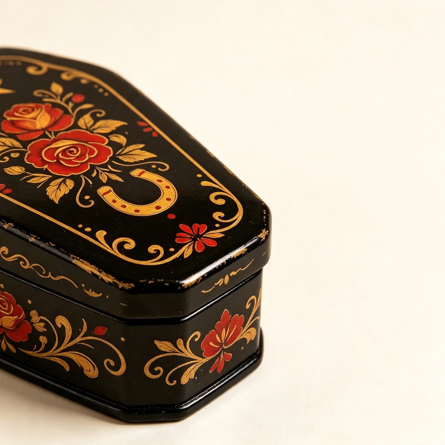 Handcrafted lacquer box with rose star design