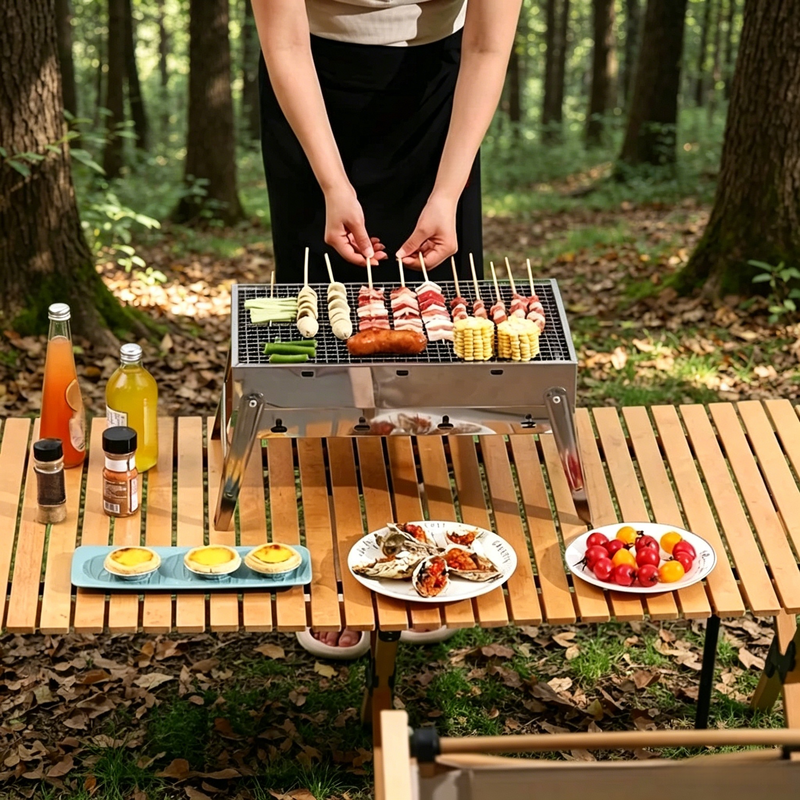 Mini gril portable en acier inoxydable, indispensable pour pique-nique et camping