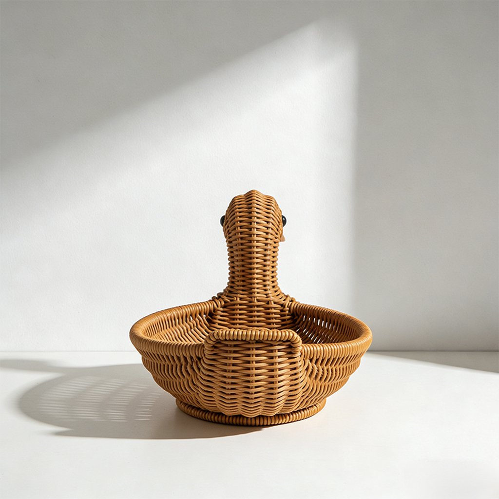 アヒル型ラタンバスケット