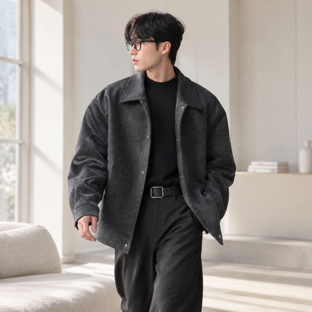 남자용 봄 가을 겨울 신상 카라 울 자켓