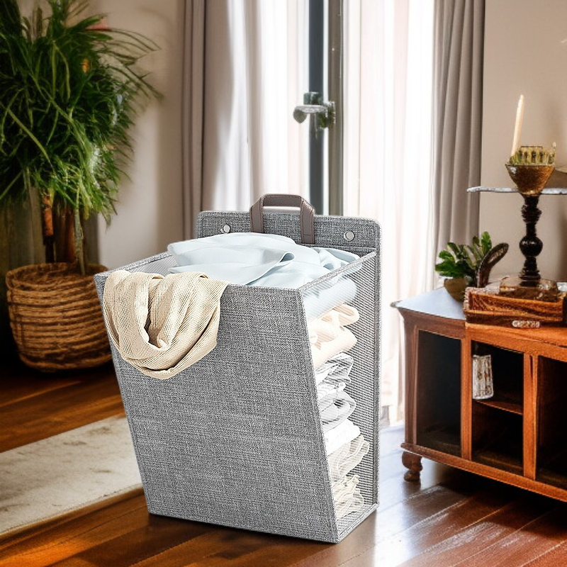 Cesta de ropa de algodón y lino
