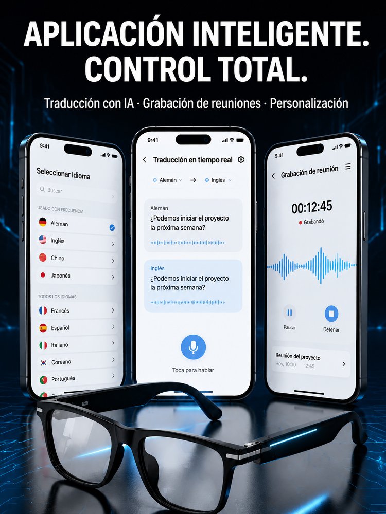 Gafas inteligentes SL con zoom, cambio de color y traducción AI en tiempo real