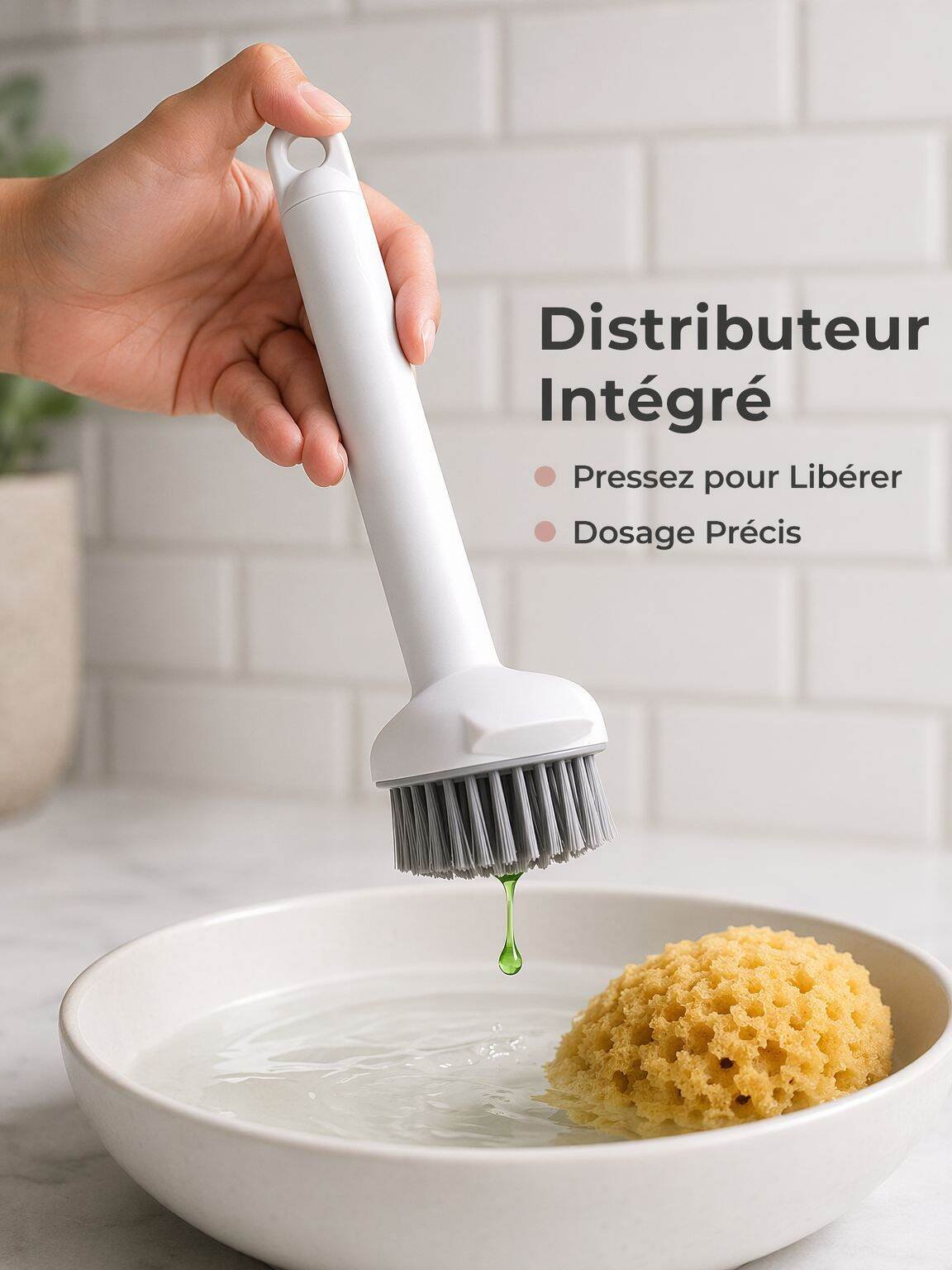 Brosse de casserole rotative 2-en-1